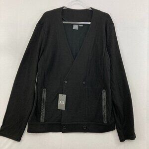 New Armani Exchange Men's Large Black Wool Blend Double Breasted Jacket